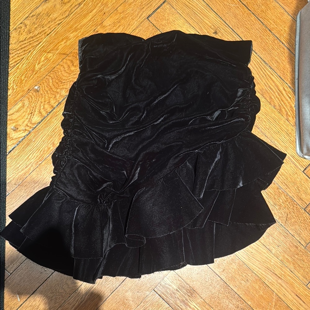 Zara Velvet Black Asymmetrical Skirt